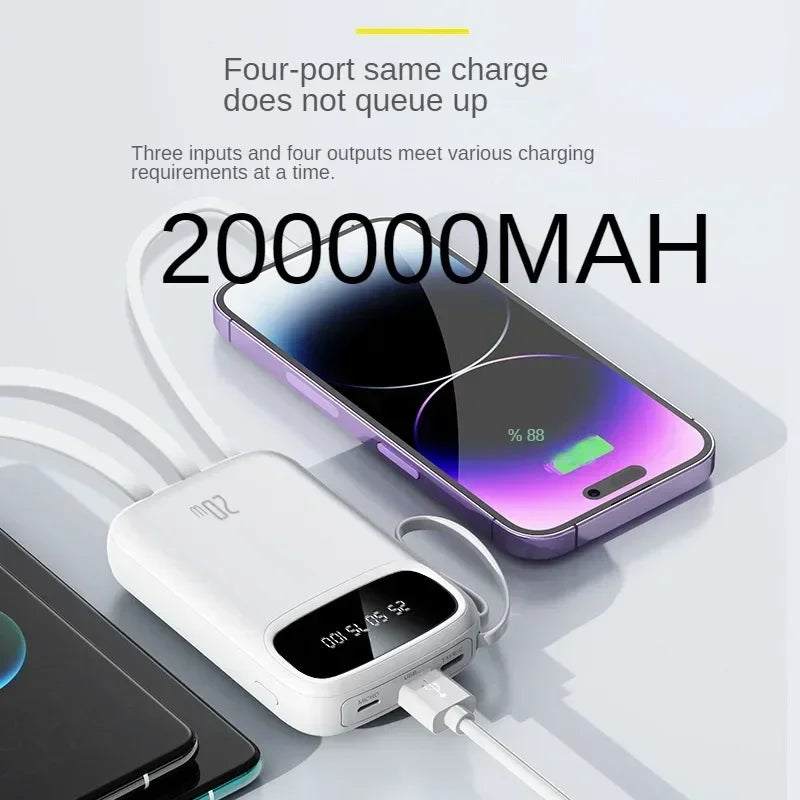 BCAK/ flagship store 200000 Milliampere Wholesale Power Bank with Built-in Cable, Mini, Portable, Fast Charging Mobile Power Sup