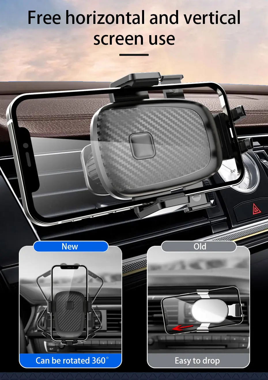 SEAMETAL Car Phone Holder Bracket Accessories Interior Air Outlet Vent Base Gadget Universal Auto Cellphone Support Accessories