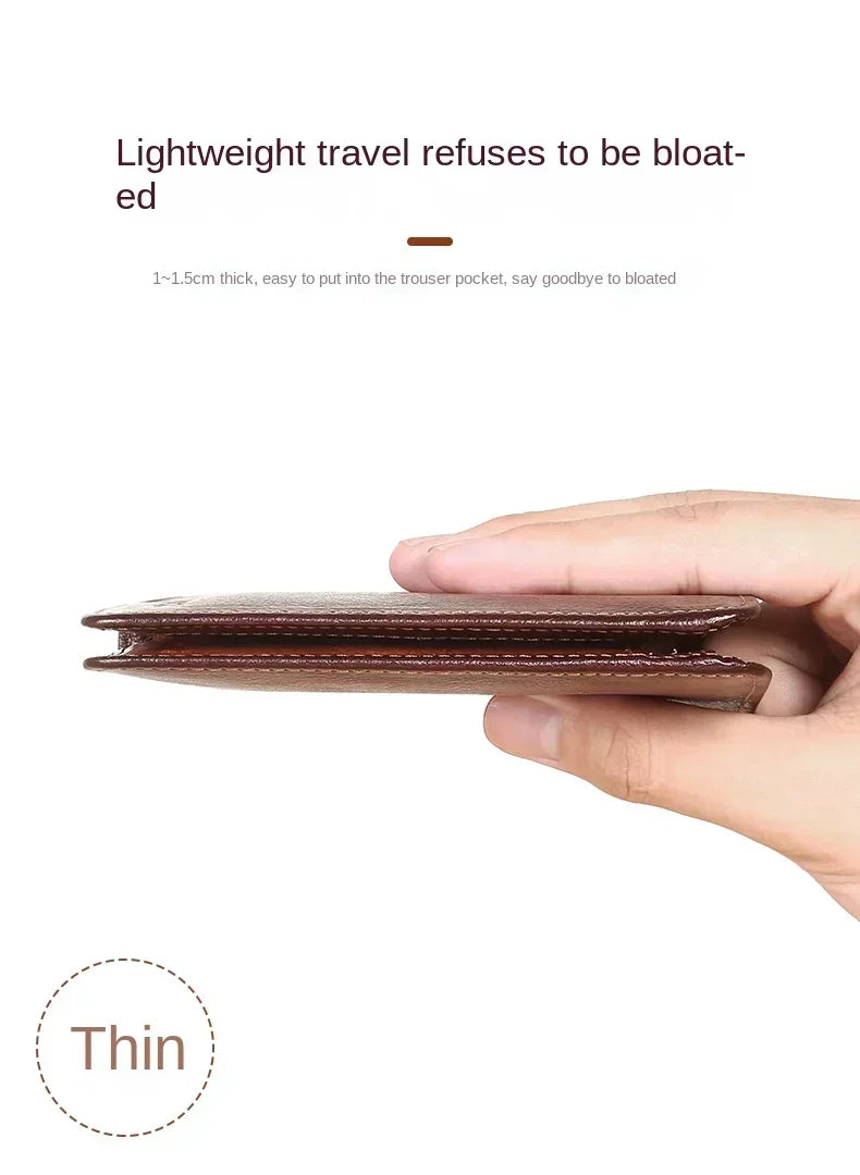 Men's Wallets RFID Blocking Genuine Leather Trifold Business Short Purse Wallet for Men with ID Window and Credit Card Holder