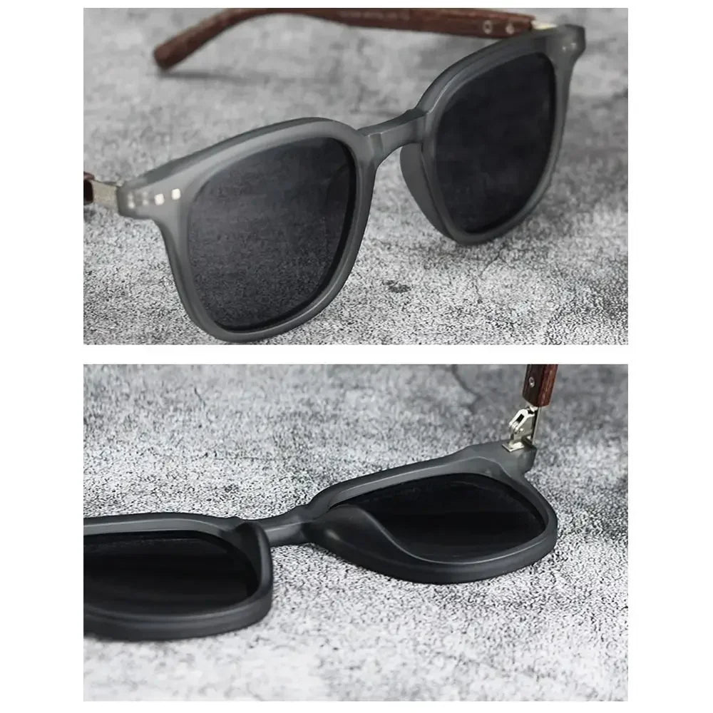 Trendy Retro Wood Grain Sunglasses Polarized UV Protection for Men Women Perfect for Cycling Outdoor Street Photography