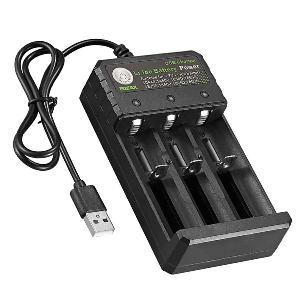 Smart 18650 Charger 3 Slots 4.2V Li-ion Battery USB Independent Charging 18650 18500 14500 16650 26650 Lithium Battery Charger