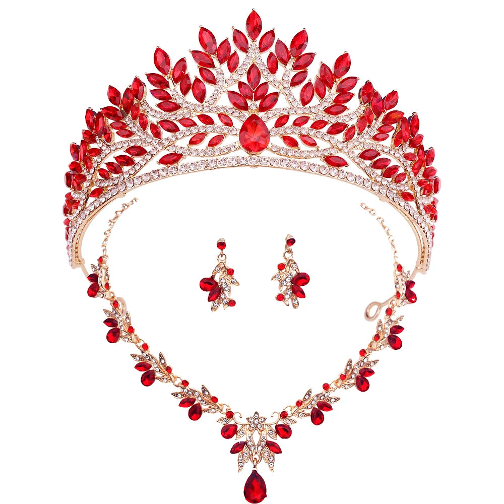 Tiaras and Crowns Bridal Jewelry Set for Women Necklace Earrings for Wedding Dress Accessory Crown And Jewelry for Brides