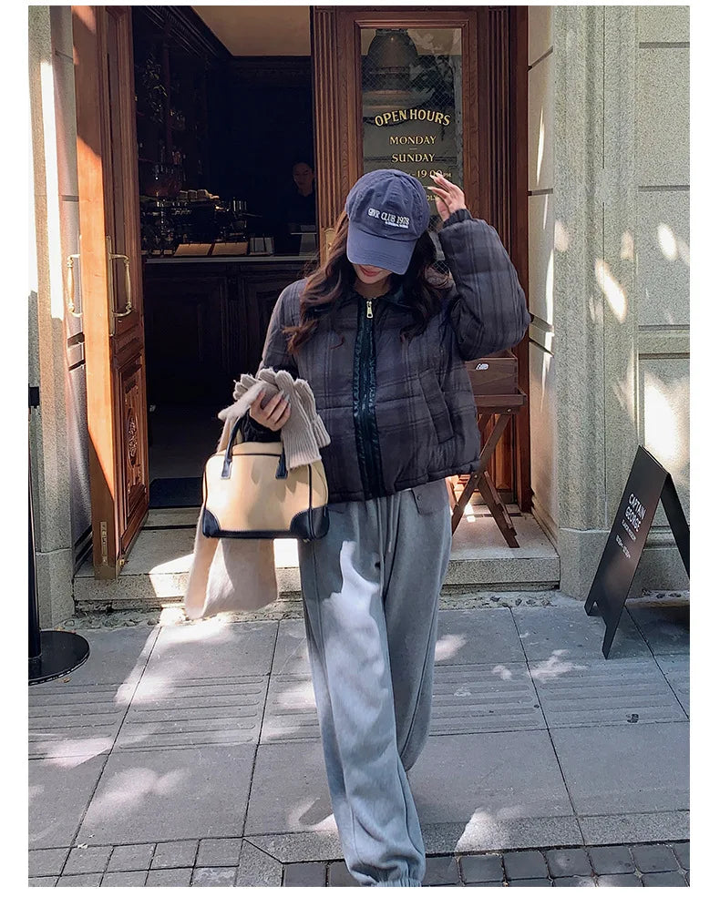 2025 New Korean Winter Women Down Cotton Jacket Parkas Short Cotton Padded Turn Down Collar Ladies Quilted Outerwear