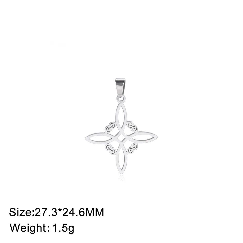 Skyrim Witch Knot Charms for Necklace Jewelry Making Stainless Steel Gold Color Wicca Witchcraft Amulet Pendants DIY Accessories