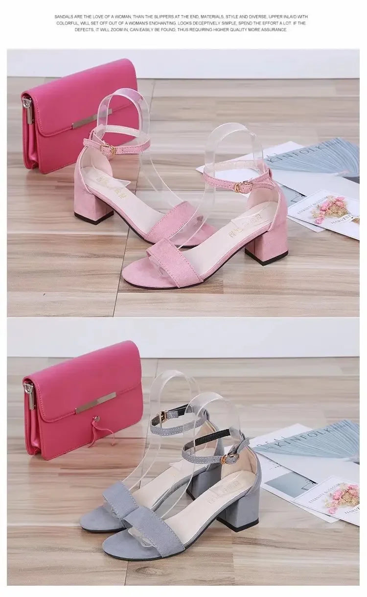 Heeled Sandals Women 2024 Elegant Woman Shoes with Low Heels Luxury Designer Block Heel Sexy Best Selling Products