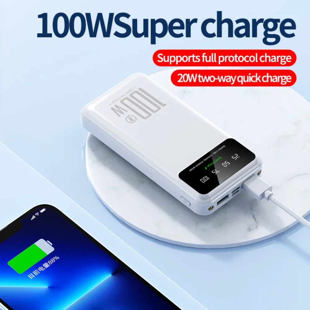 2025 NEW Power Bank 50000mAh High Capacity 100W Fast Charging Portable Charger External Battery Pack Powerbank for IPhone Huawei