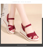 Women's Sandals Mix Color Wedges Heels Sandals Summer 2025 Shoes Woman Heeled Sandals Platform Summer Shoes Women Block Footwear