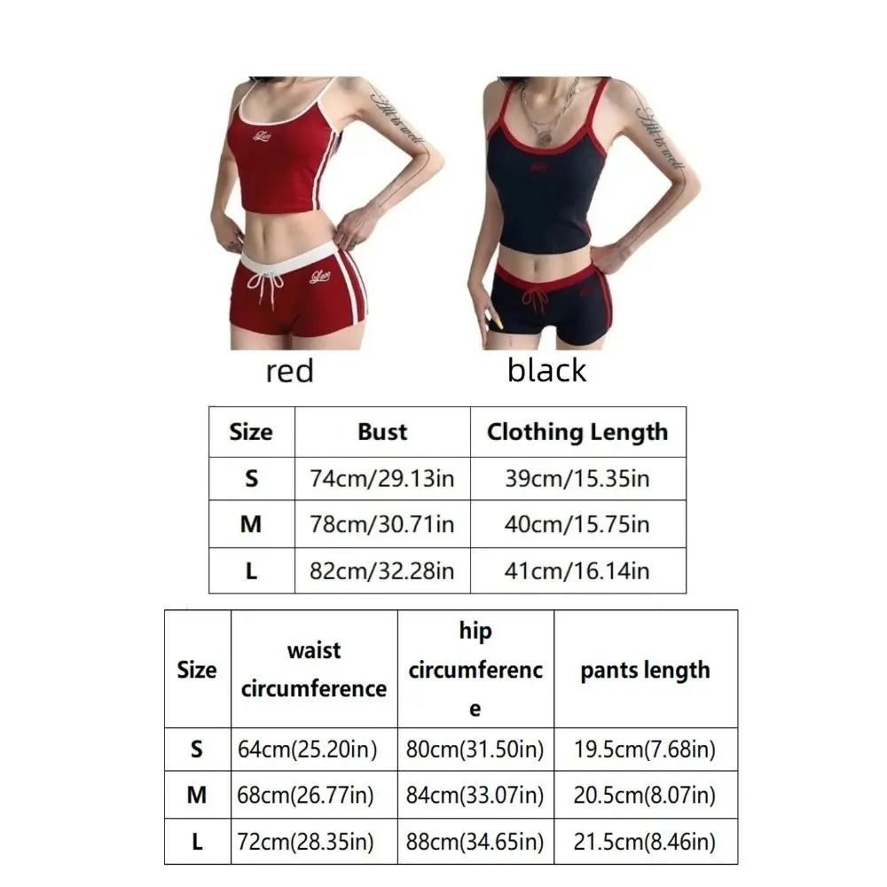 Women's Wear Breathable Embroidered Sports Set Casual Letter Stitching U-Neck Vest Comfortable Soft Drawstring Shorts Outdoor