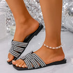 Women Slippers Lightweight Fashion Sexy Slippers Summer Casual Comfortable Shoes Women Square Toe Flat Heel Sandals Slides Women