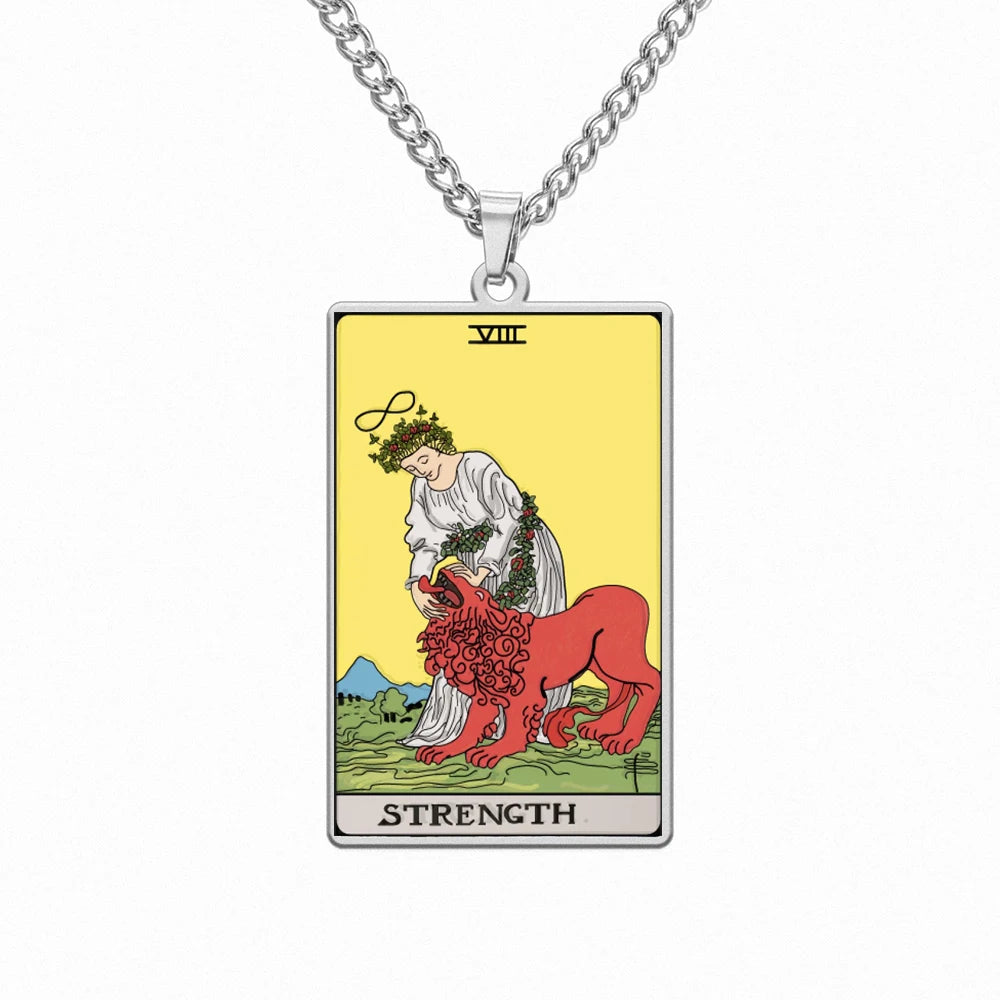 Dawapara 22 Styles Tarot Card Good Luck Amulet Necklace Sun Moon UV Colorful Pendant Stainless Steel Spiritual Jewelry