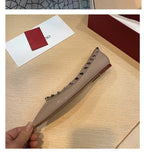 Women's Flat Shoes luxury woman shoes Leather Brand Rivet Flat Shoes Comfortable Casual Outdoor Pointed Toe Shallow Ladies shoes