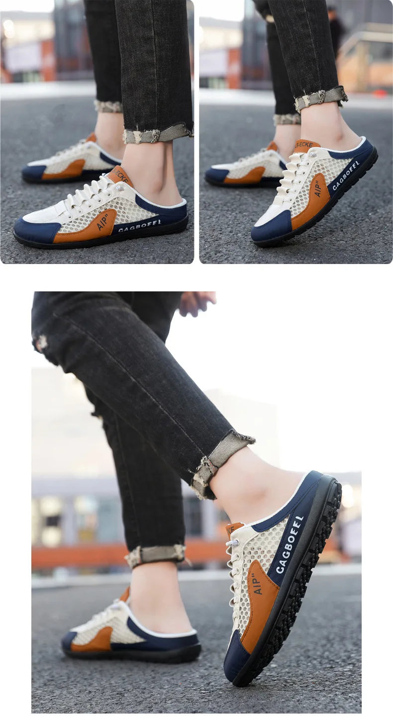 Men's Fashion Soft-soled Half Slippers Men Summer Trendy Bottom Casual Shoes Breathable Slip-on Shoes Sneakers Zapatos De Hombre