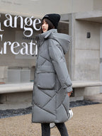 Vielleicht 2024 Snow Wear New Solid Winter Coat for Women Down Jacket Warm Casual Loose Hooded Winter Women Jacket Long Parkas