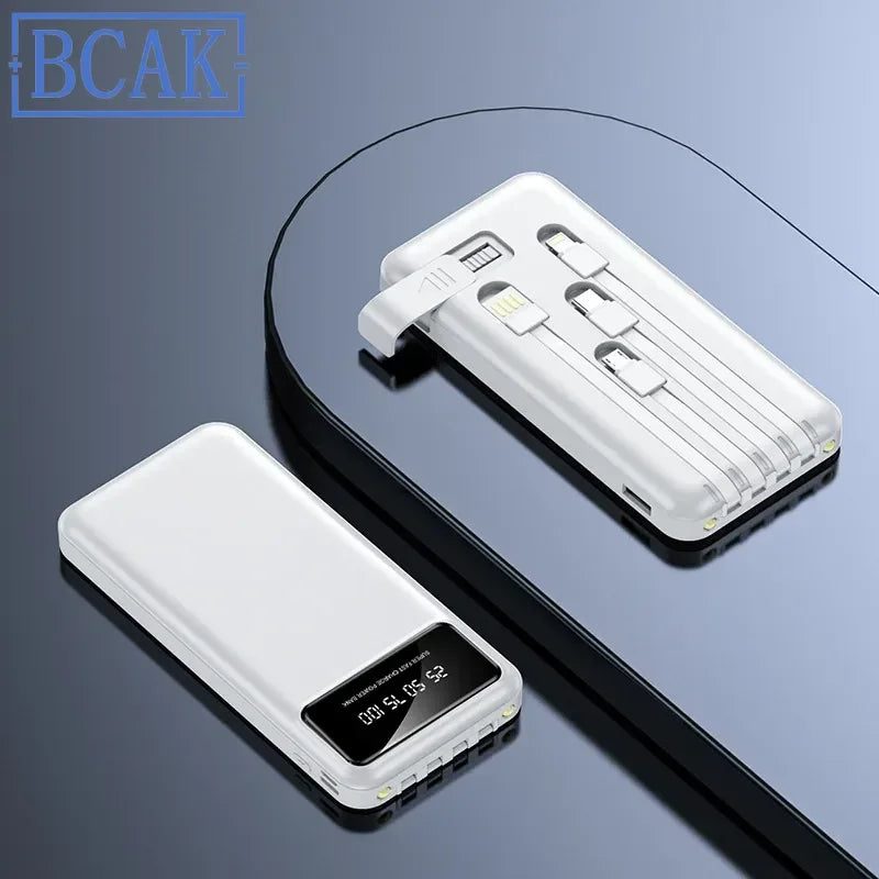 New Style BCAK power bank 20000mAh self-contained cable fast charging mini mobile phone gift mobile power supply