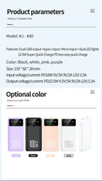 2025 NEW Power Bank 50000mAh High Capacity 100W Fast Charging Portable Charger External Battery Pack Powerbank for IPhone Huawei