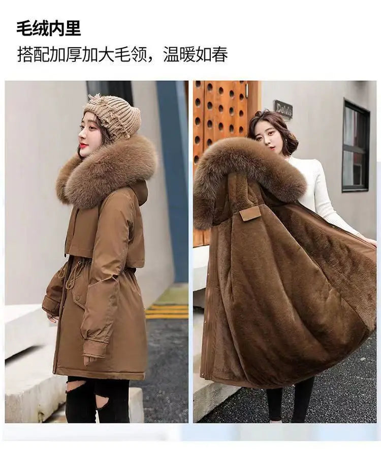 Winter Coat 2025 New Women's Thick Cotton Jacket Women's Medium long Korean version Fur collar Coat Female Warm Parka Overcoat
