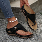 Woman Slippers Leather Non-Slip Soft Platform Shoes Flip Flops Summer Wedge Slippers Lightweight Orthopedic Sandals Slides Women