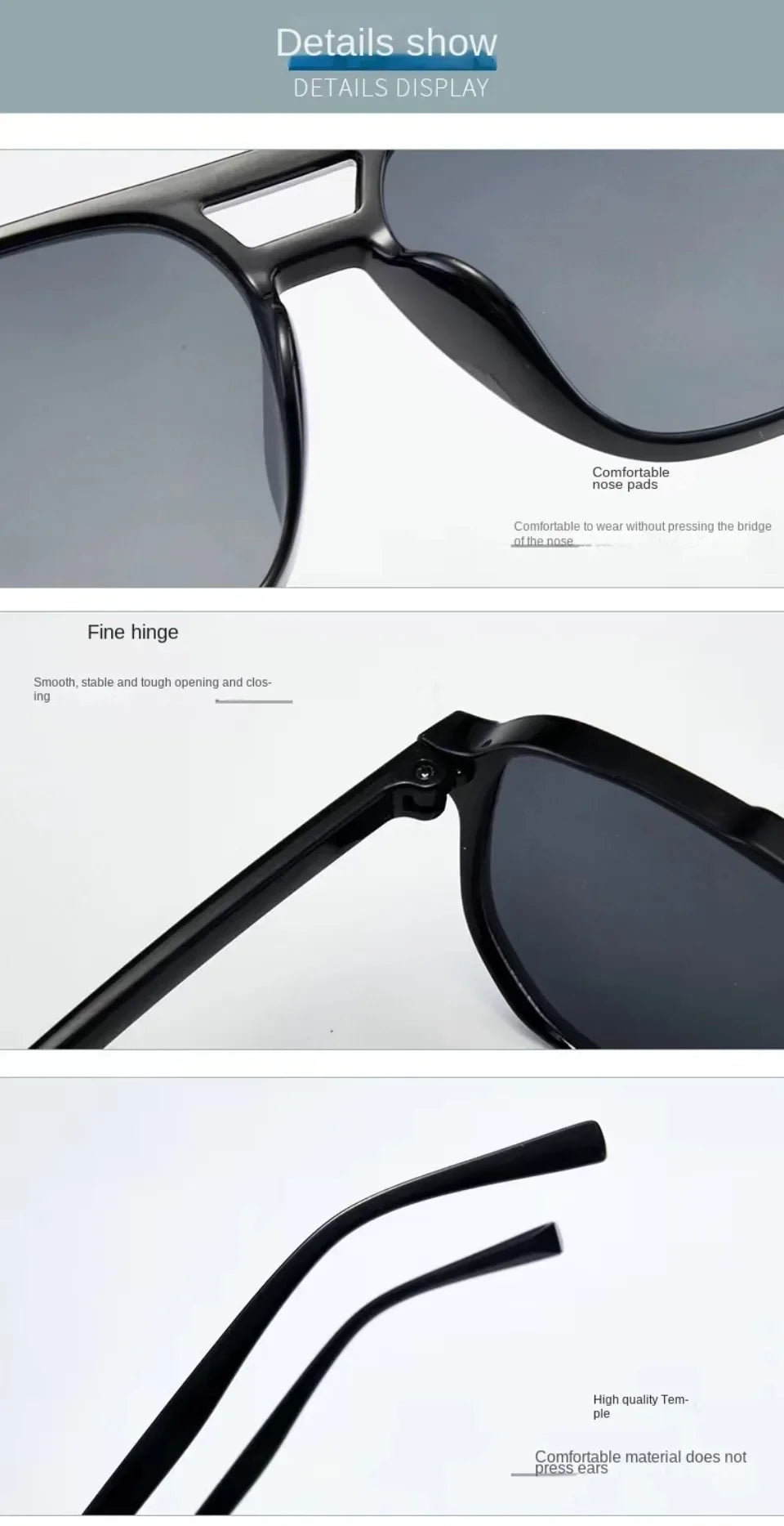 Vintage Men Women Big Sunglasses Men Square Shades Brand Designer Unisex Sun Glasses Black Lense Male Female Sunglasses UV400