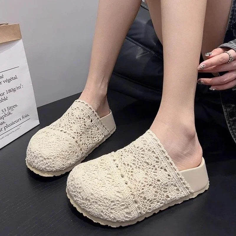 Flats Women Slippers Casual Platform Shoes Fashion Cozy Walking Shoes Woman Sandals 2025 Trend Brand Slingback Female Zapatillas
