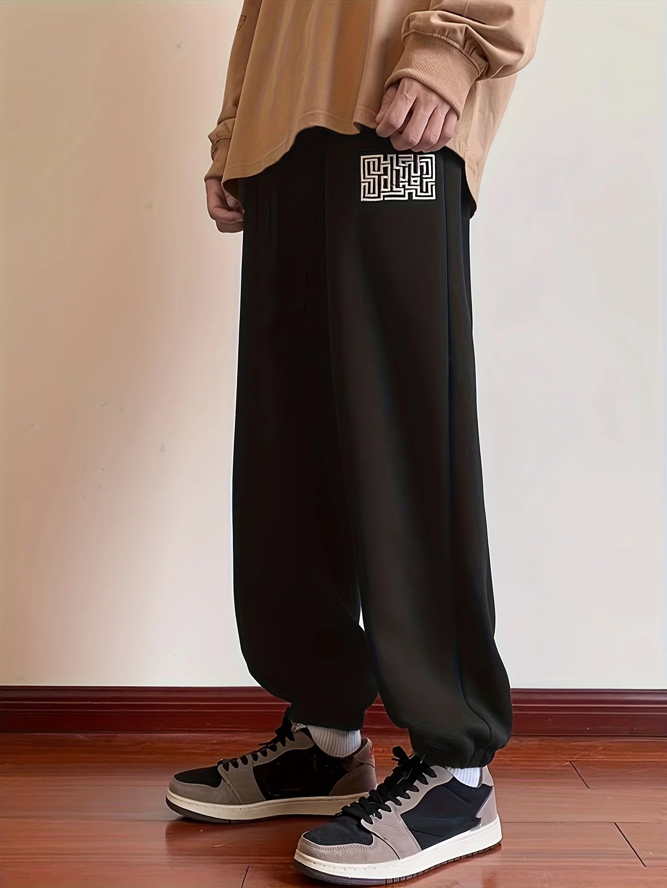 Men's fashionable casual pants - loose sweatpants, suitable for all seasons daily wear - machine washed, non stick, breathable f