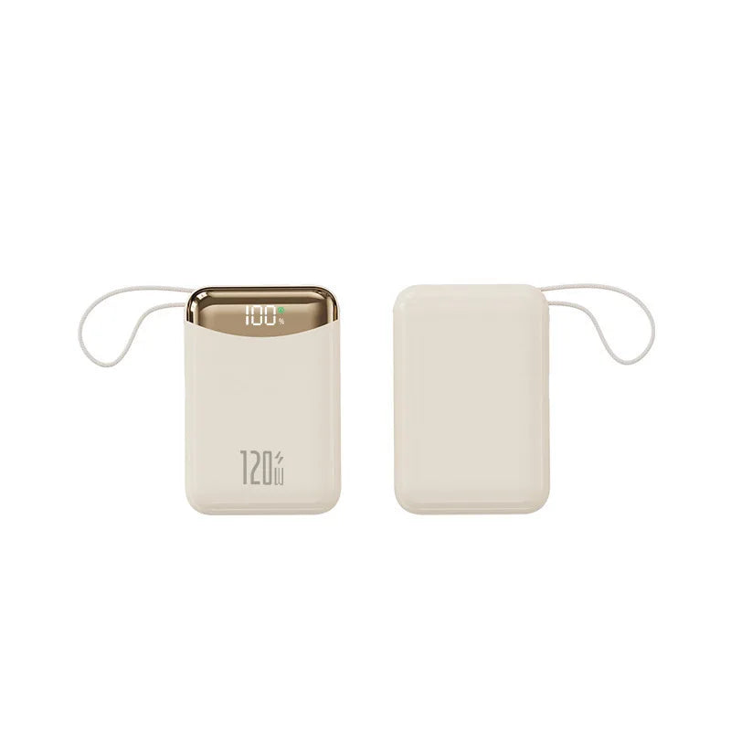 120W Fast Charging Power Bank 20000mAh Large Capacity Portable External Battery Comes with 2 Lines for IPhone Xiaomi Huawei New