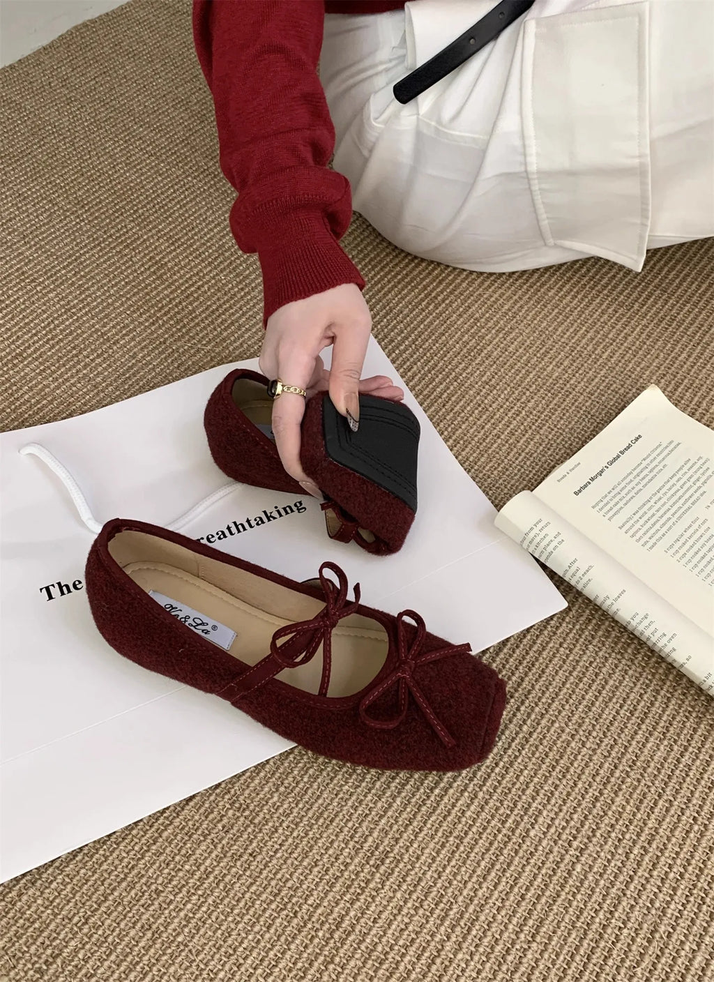 Flats Women's Loafers Shoes Shallow Suede Bow Fashion Shoes Square Toe Casual Dress Autumn 2025 Designer Cozy Zapatos De Mujer