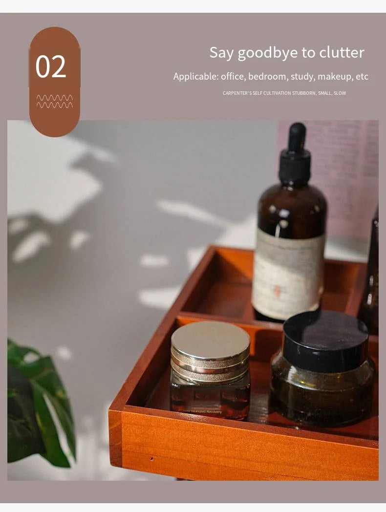 Wooden cosmetics rotating storage rack, can hold small items and cosmetics, suitable for bedrooms, dressing tables,and bathrooms