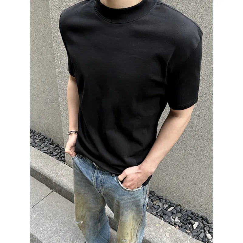 Men's Solid-color Short-sleeved T-shirt: Simple, Elegant and High-quality, Suitable for Both Commuting and Casual Wear