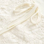 Women's Embroidery Crochet Hollow Shirts High Waist Skirt Suit Suit Mesh O-neck Full Sleeve Blouse Solid Color Skirt Set