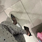 Black High Heel Women 2024 Summer Woman Pumps Pointed Leather Sexy Slingbacks Shallow Mouth Single Shoes For  Sandals