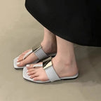 French Versatile Woman Shoe Summer New Round Toe Flat Shoes Fashion Anti Slip Women Flip Flops Simple Soft Soled Women's Sandals