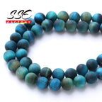 Matte Natural Blue Tiger Eye Stone Beads For Jewelry Making Round Loose Beads DIY Bracelets Accessories 4 6 8 10 12mm 15" Strand