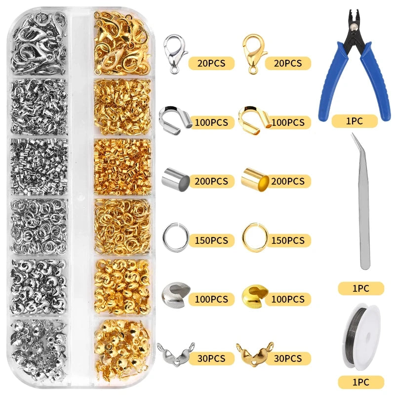 Alloy Accessories Jewelry Findings Set Copper Wire Open Jump Rings Jewelry Making ToolsEarring Hook Jewelry Making Supplies Kit