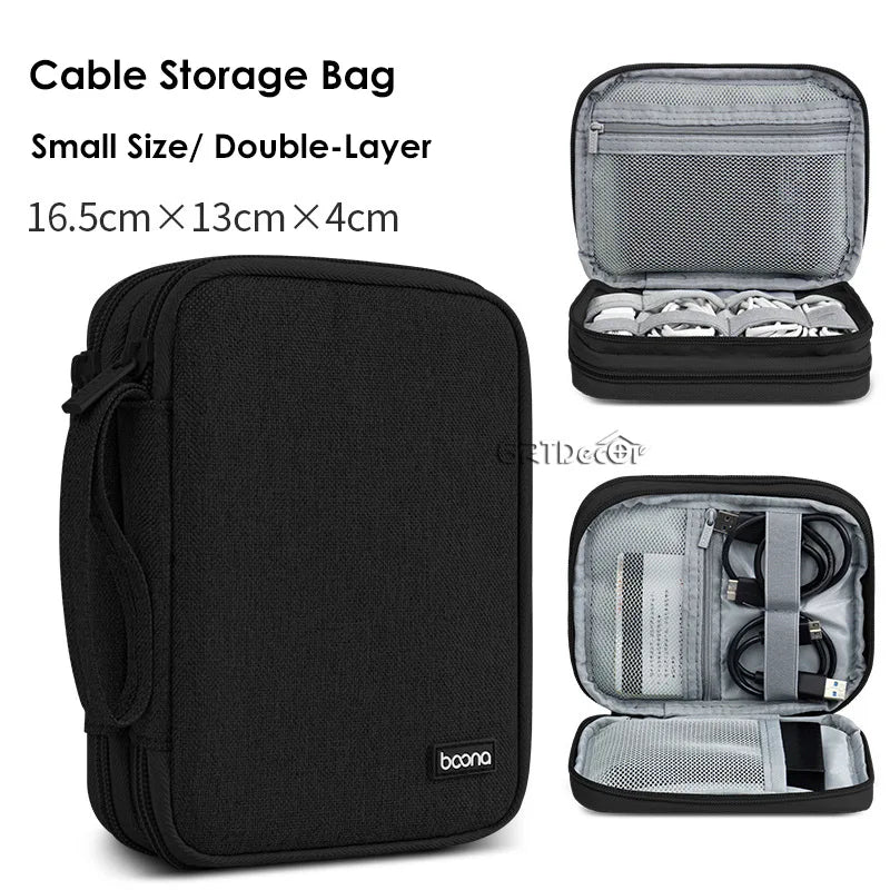 Electronics Protective Storage Bags for Cable Organizer Bag Handheld Tech Pouch for Tablet Phones & Power Banks Organizador Case