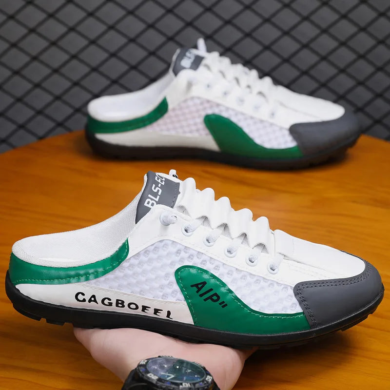 Men's Fashion Soft-soled Half Slippers Men Summer Trendy Bottom Casual Shoes Breathable Slip-on Shoes Sneakers Zapatos De Hombre