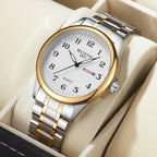 Couple Watch Luxury Quartz Wristwatches For Women Man Bussiness Stainless Steel Watches Waterproof Week Date Wristwatch Clock