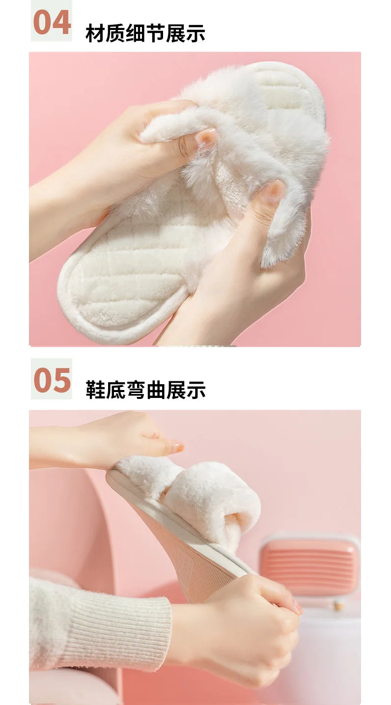 Women Slippers New 2023 Fur Indoor Fashion Woman Shoes Daily Vacation Shoes Ins Style Footwear Size 36-41