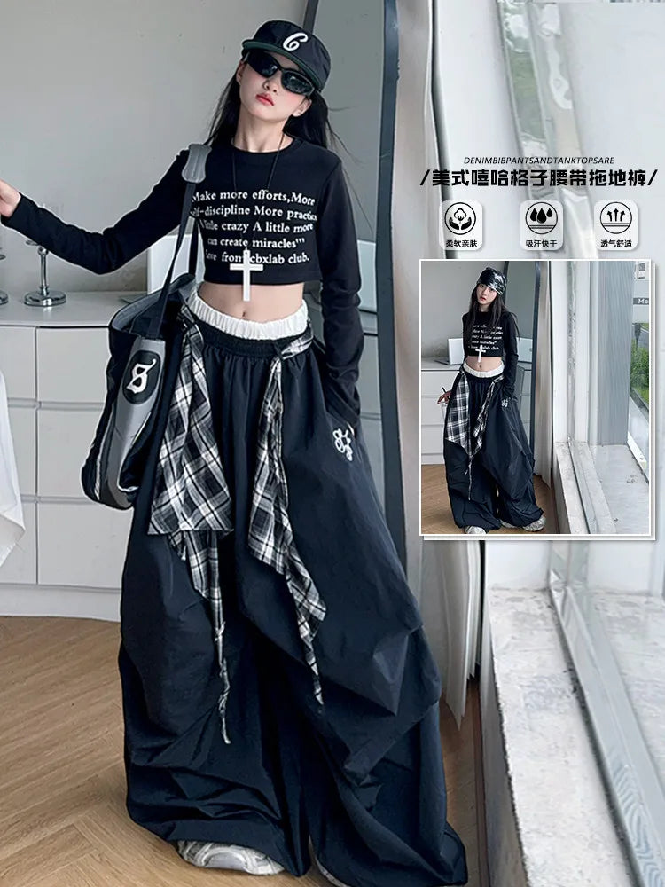 Pants Two Pieces Set Grid Trousers Tops Suits Casual Daily Childrens Clothes 2025 New Fashionable Children Autumn Clothing Girls