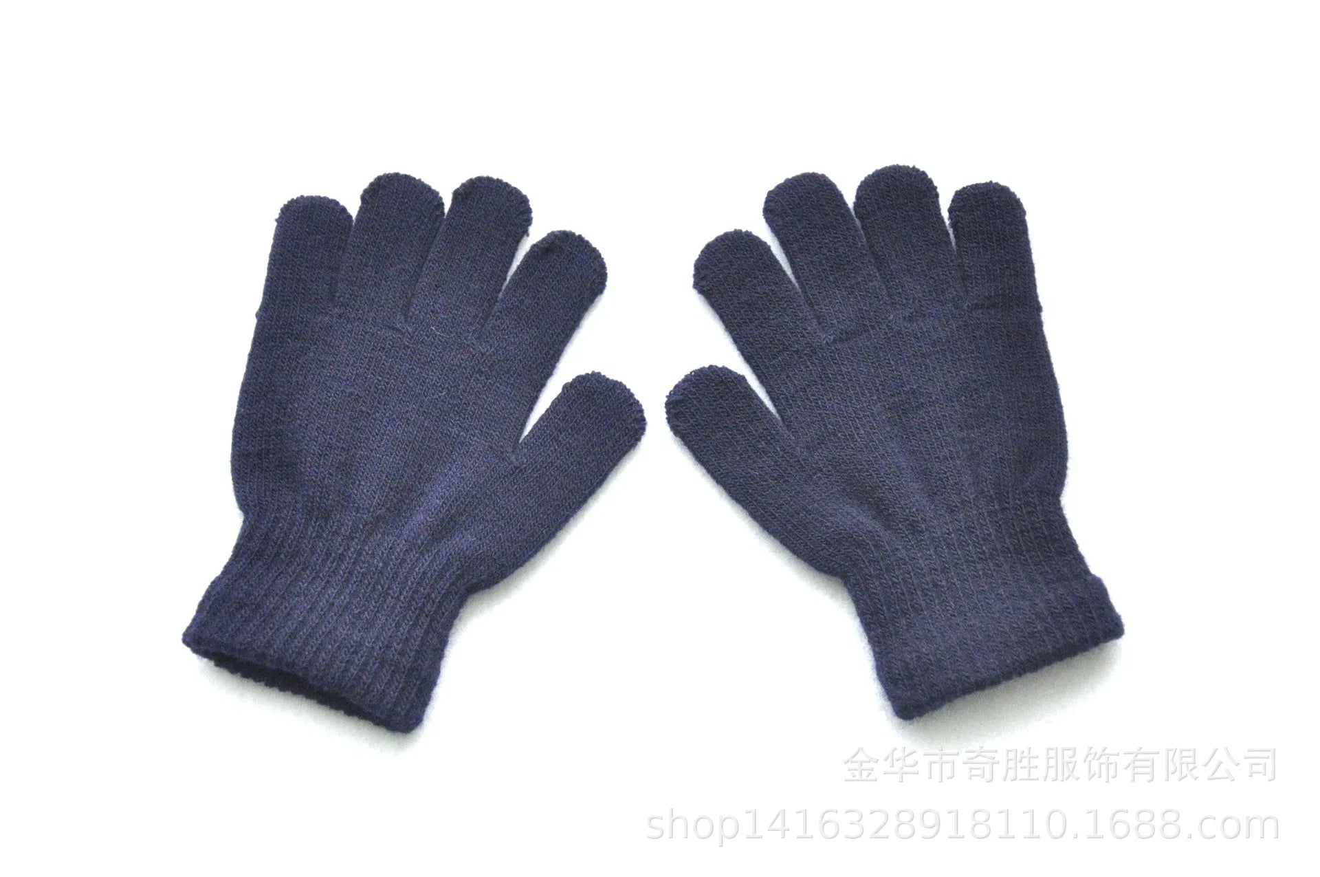 Winter 4-11 Year Old Children's Writing Cold-proof Warm Gloves Solid Color Knitted Wool Acrylic Full-finger Split-finger Gloves