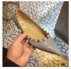 Women's Flat Shoes luxury woman shoes Leather Brand Rivet Flat Shoes Comfortable Casual Outdoor Pointed Toe Shallow Ladies shoes