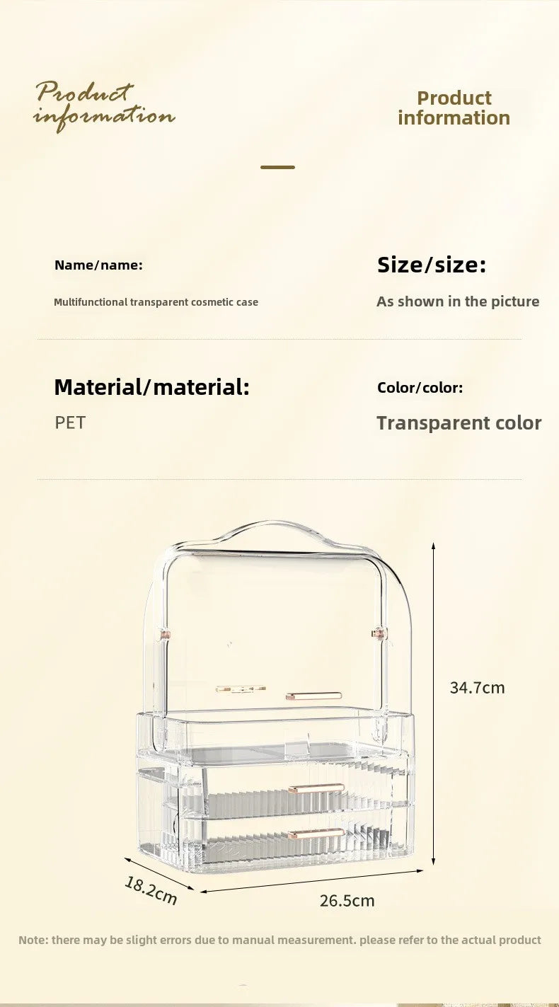 Cosmetics storage box Desktop dust drawer type large-capacity finishing box Multifunctional skin care product storage box
