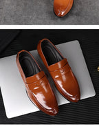 Men's Shoes Loafers Dress Man British Casual Single Leather Small Square Toe Mens Genuine Shoe Formal Black Elegant Good Quality
