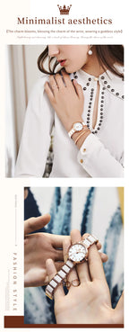 OLEVS Fashion Women Watches Relogio Feminino Luxury Rose Gold Watch Ladies Quartz Wrist Watch Ceramic Strap Clock Reloj Mujer