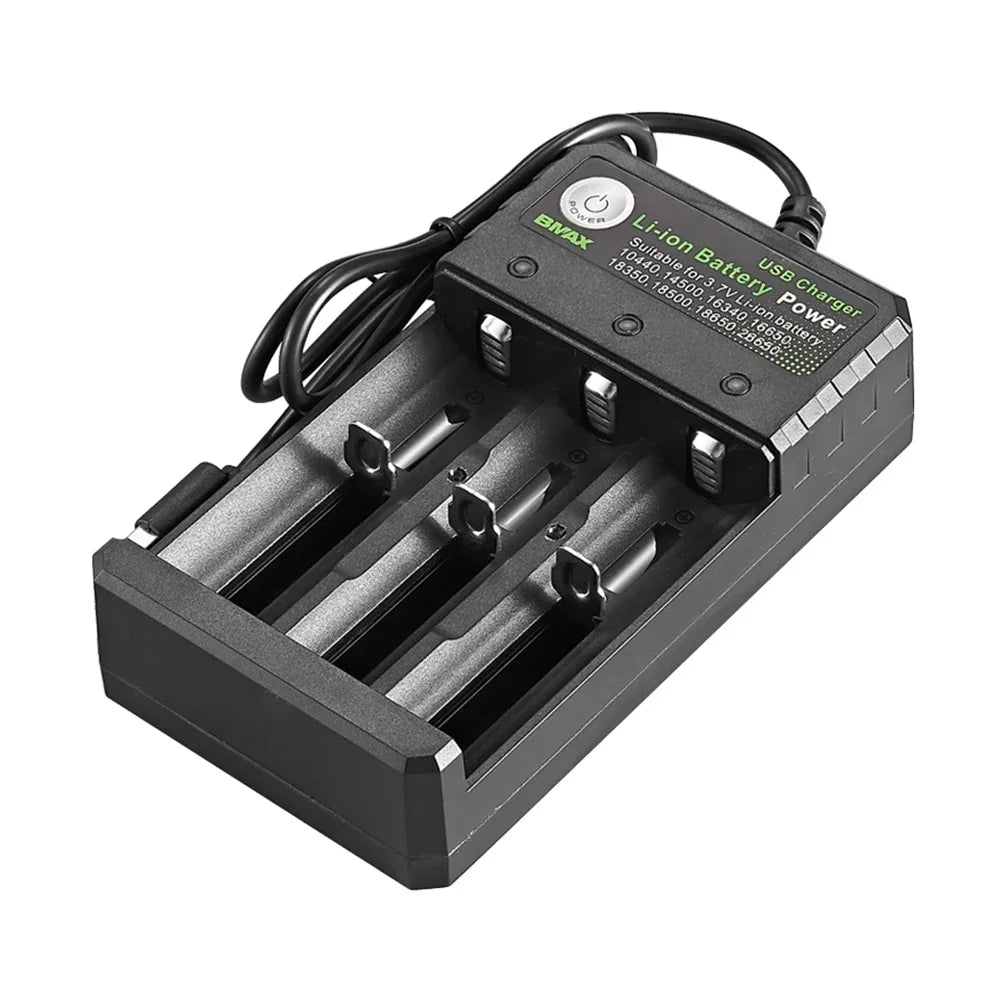 Smart 18650 Charger 3 Slots 4.2V Li-ion Battery USB Independent Charging 18650 18500 14500 16650 26650 Lithium Battery Charger