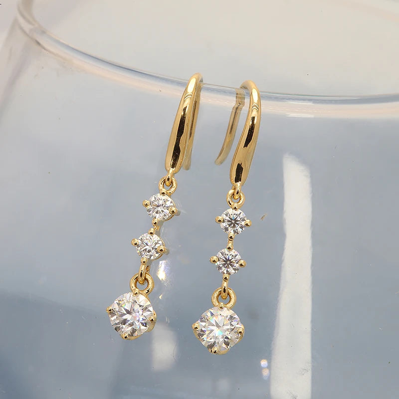 AEAW 14K Yellow Gold Round 0.7ctw Round Cut CVD HPHT Lab Diamond Earrings  for Women Engagement Wedding Bride Gift Fine Jewelry