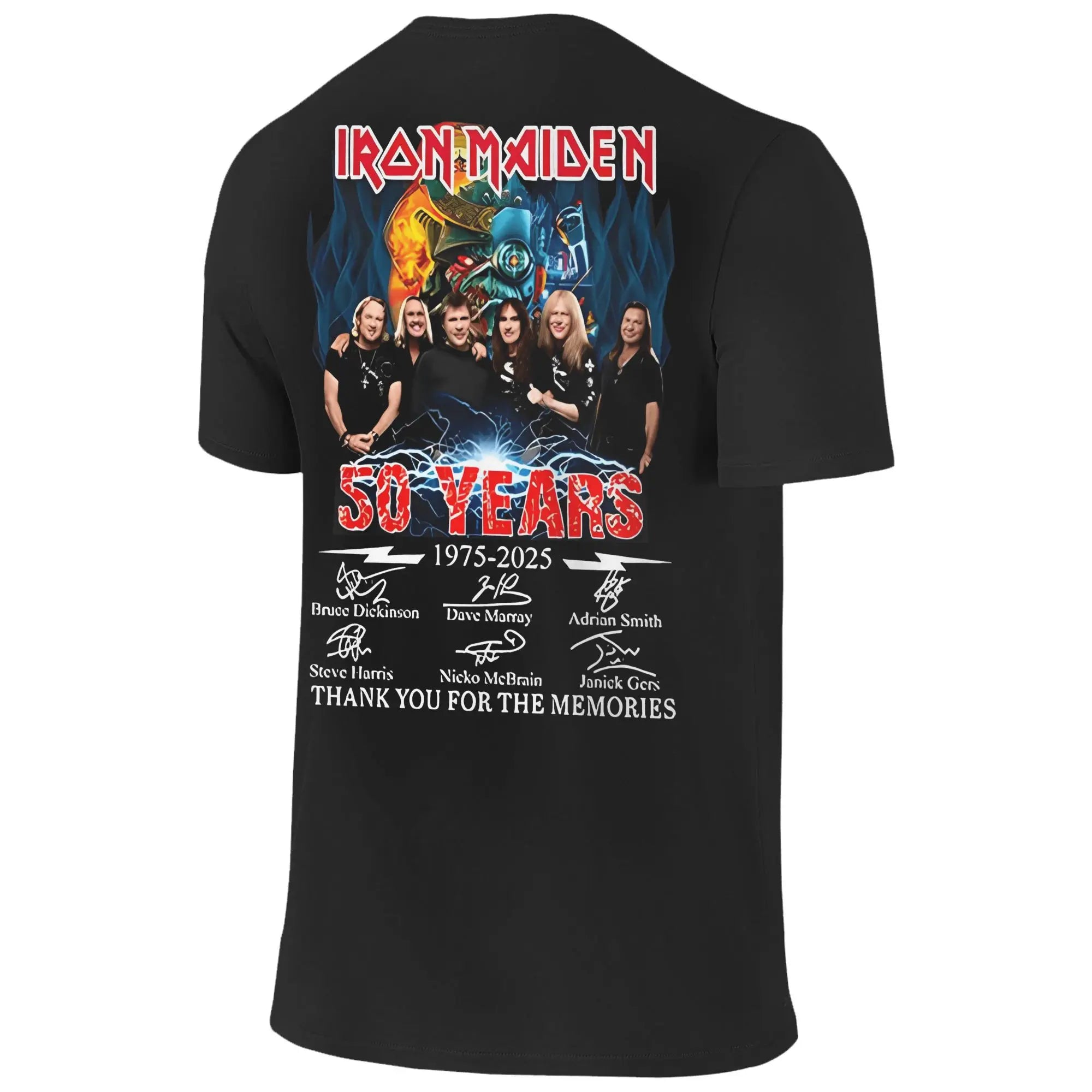 T-Shirt for Men  Vintage 100% Cotton Tees Round Collar Short Sleeve T Shirt Irons band 2025 Maideng 4XL 5XL Clothes