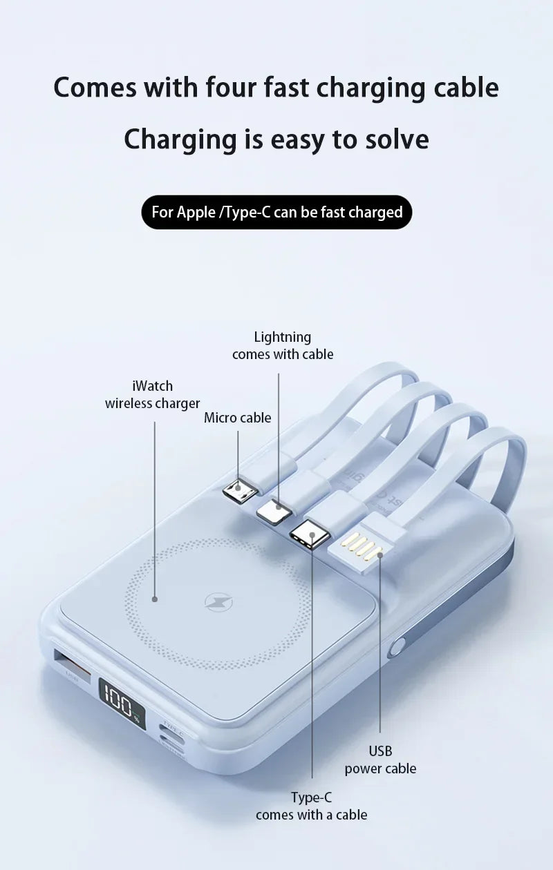 Magnetic Power Bank with Bracket 50000 MAh Large Capacity Built-in PD20W Two-way Fast Charging External Battery for iPhone