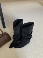 Flats Women's Boots Pointed Toe Designer Mid Calf Shoes Winter 2025 Fad Chelsea Boots New Trend Gladiator Walking Mujer Botas