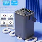 New power bank with large capacity 66W fast charging with cable outdoor camping mobile power supply 60,000 mAh large capacity