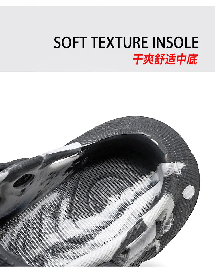 Men's Slippers New 2025 Platform Sandals for Men Anti-slip Mens Shoes Man Wearing Outside Summer Hollow Breathable Flat Pvc